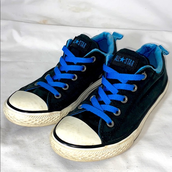 Converse all star low tops black blue junior Sz 2 - Picture 5 of 9